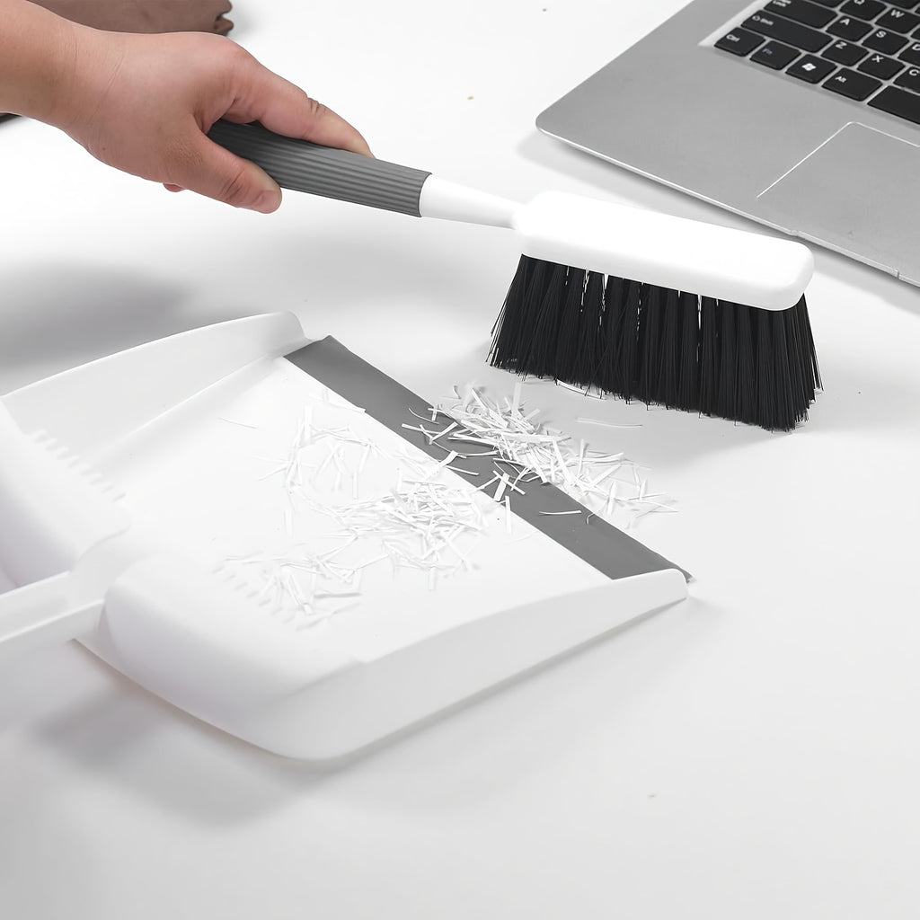 Mini Broom and Dustpan Set with Ergonomic Handle & Snap-On Design - Compact Nesting Cleaning System, Soft Bristle Brush & Durable Dust Pan for Kitchen, Floor, Carpet, Pet Hair, Sofa - Lightweight & Portable for Home, Office, Car - Space-Saving Storage