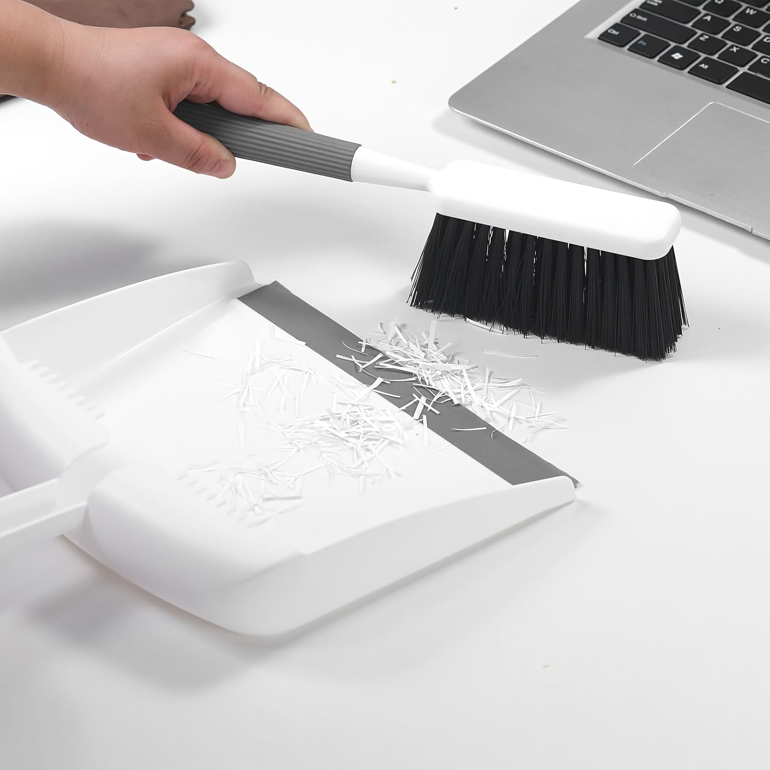 Mini Broom and Dustpan Set with Ergonomic Handle & Snap-On Design - Compact Nesting Cleaning System, Soft Bristle Brush & Durable Dust Pan for Kitchen, Floor, Carpet, Pet Hair, Sofa - Lightweight & Portable for Home, Office, Car - Space-Saving Storage