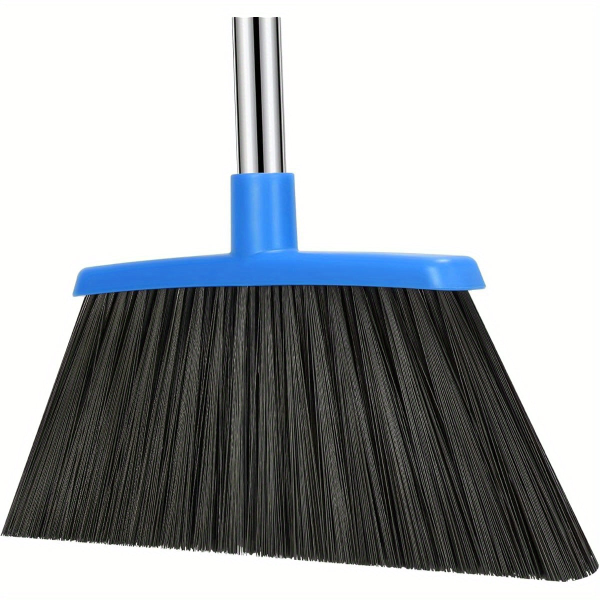 2-Pack Adjustable Broom and Dustpan Set with Long Handle - Heavy-Duty Cleaning Combo, Automatic Hair Removal, Non-Slip Grip, for Home, Kitchen, Office, Hardwood Floors - Space-Saving Design (Black & Blue) - Ideal for Large Spaces & Commercial Use, Floor