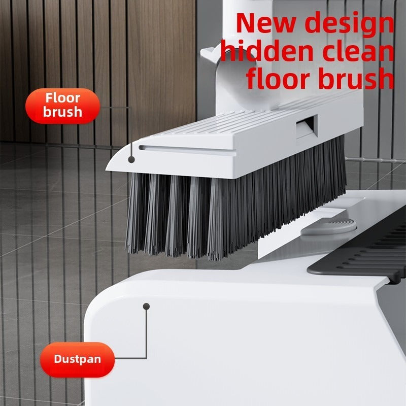 3-in-1 Heavy-Duty Ergonomic Floor Cleaning System with Long Handle - Heavy-Duty Broom, Dustpan & Brush Set with Ergonomic Grip - Extended Reach for Hardwood, Tile, Vinyl, Linoleum Floors - Ideal for Home, Office, Kitchen, Bathroom, Living Room -