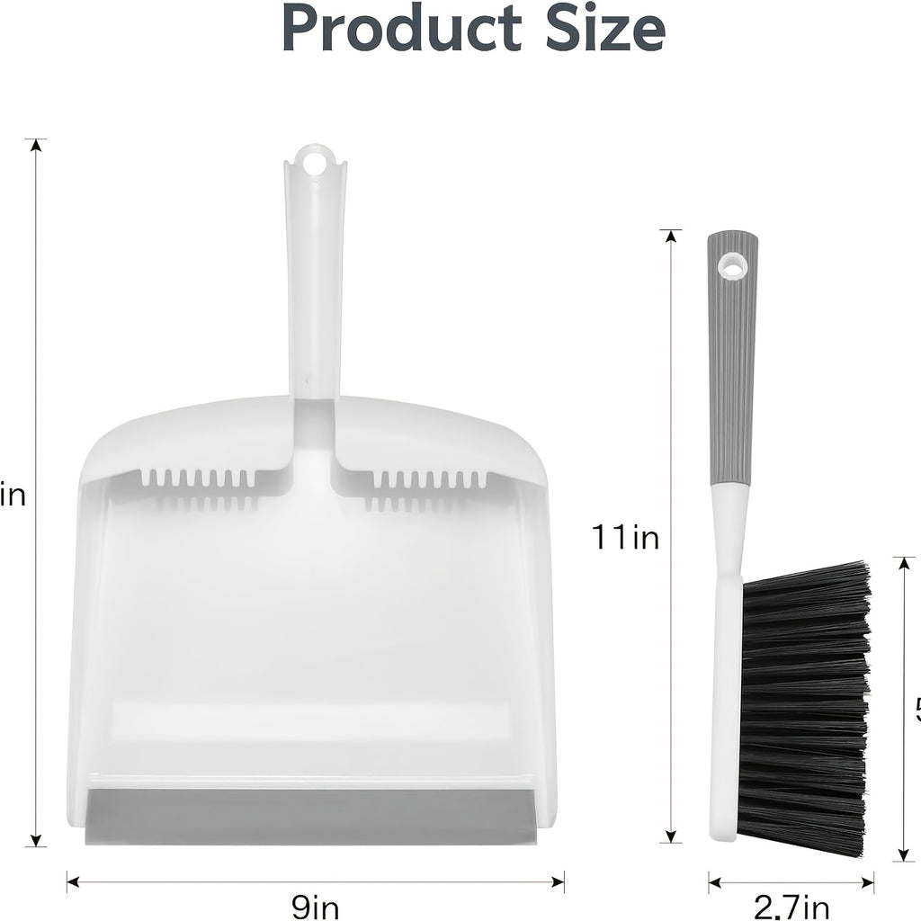 Mini Broom and Dustpan Set with Ergonomic Handle & Snap-On Design - Compact Nesting Cleaning System, Soft Bristle Brush & Durable Dust Pan for Kitchen, Floor, Carpet, Pet Hair, Sofa - Lightweight & Portable for Home, Office, Car - Space-Saving Storage