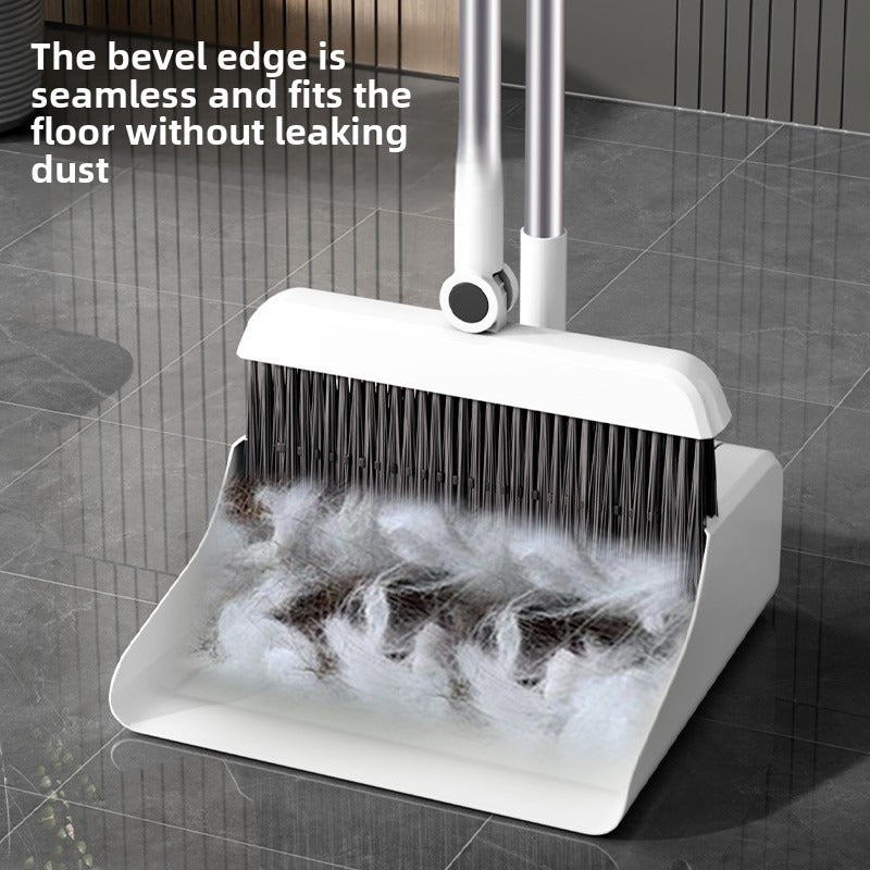 3-in-1 Heavy-Duty Ergonomic Floor Cleaning System with Long Handle - Heavy-Duty Broom, Dustpan & Brush Set with Ergonomic Grip - Extended Reach for Hardwood, Tile, Vinyl, Linoleum Floors - Ideal for Home, Office, Kitchen, Bathroom, Living Room -