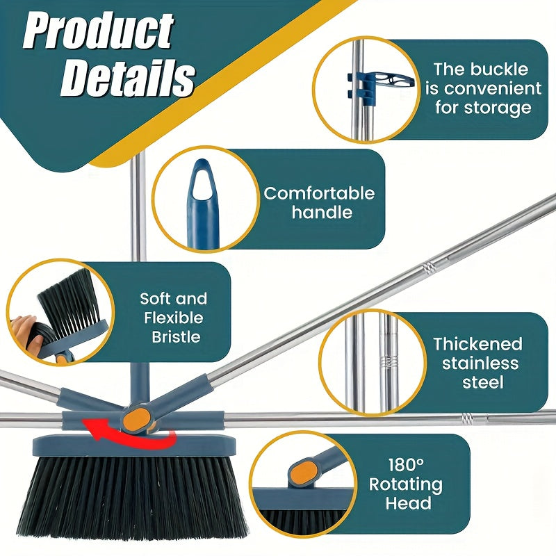 2in 1Broom And Dustpan Set, Broom Dust Pan, Dustpan with Long Handle, Broom with Dustpan, Broom And Dustpan Set for Home, Dustpan Comb, Broom with Dustpan Combo Set