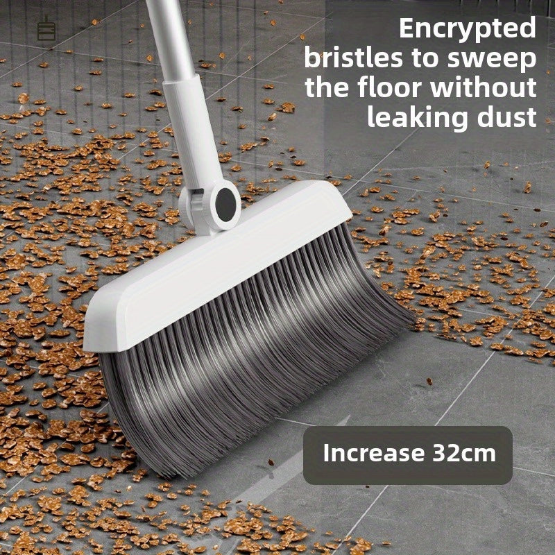 3-in-1 Heavy-Duty Ergonomic Floor Cleaning System with Long Handle - Heavy-Duty Broom, Dustpan & Brush Set with Ergonomic Grip - Extended Reach for Hardwood, Tile, Vinyl, Linoleum Floors - Ideal for Home, Office, Kitchen, Bathroom, Living Room -