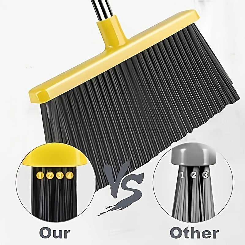 WEIYOOBY Local Broom And Dustpan Set for Home, Broom And Dustpan Set, Broom Dustpan Set, Broom And Dustpan Combo for Office, Indoor&Outdoor Sweeping, Stand Up Broom And Dustpan (Gray&Yellow)