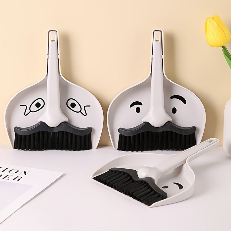 1 Set Mini Desktop Broom and Dustpan Set Small Broom Two-piece Set Keyboard Cleaning Brush