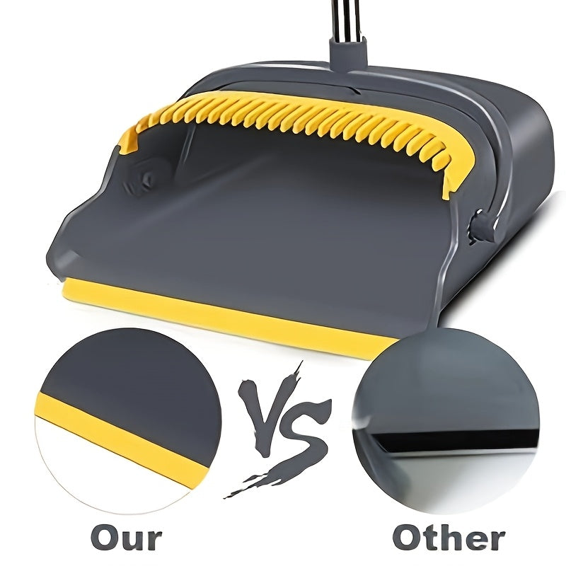WEIYOOBY Local Broom And Dustpan Set for Home, Broom And Dustpan Set, Broom Dustpan Set, Broom And Dustpan Combo for Office, Indoor&Outdoor Sweeping, Stand Up Broom And Dustpan (Gray&Yellow)