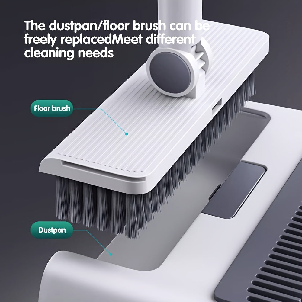Broom with Dustpan Combo Set, 3in 1 for Sweeping Indoor And Push Broom Outdoor with Dust Pan, 14.2 to 48.8 Inch Adjustable Long Handle Broom And Dustpan Set,, Marine Cleaning Tools: Broom And Dustpan