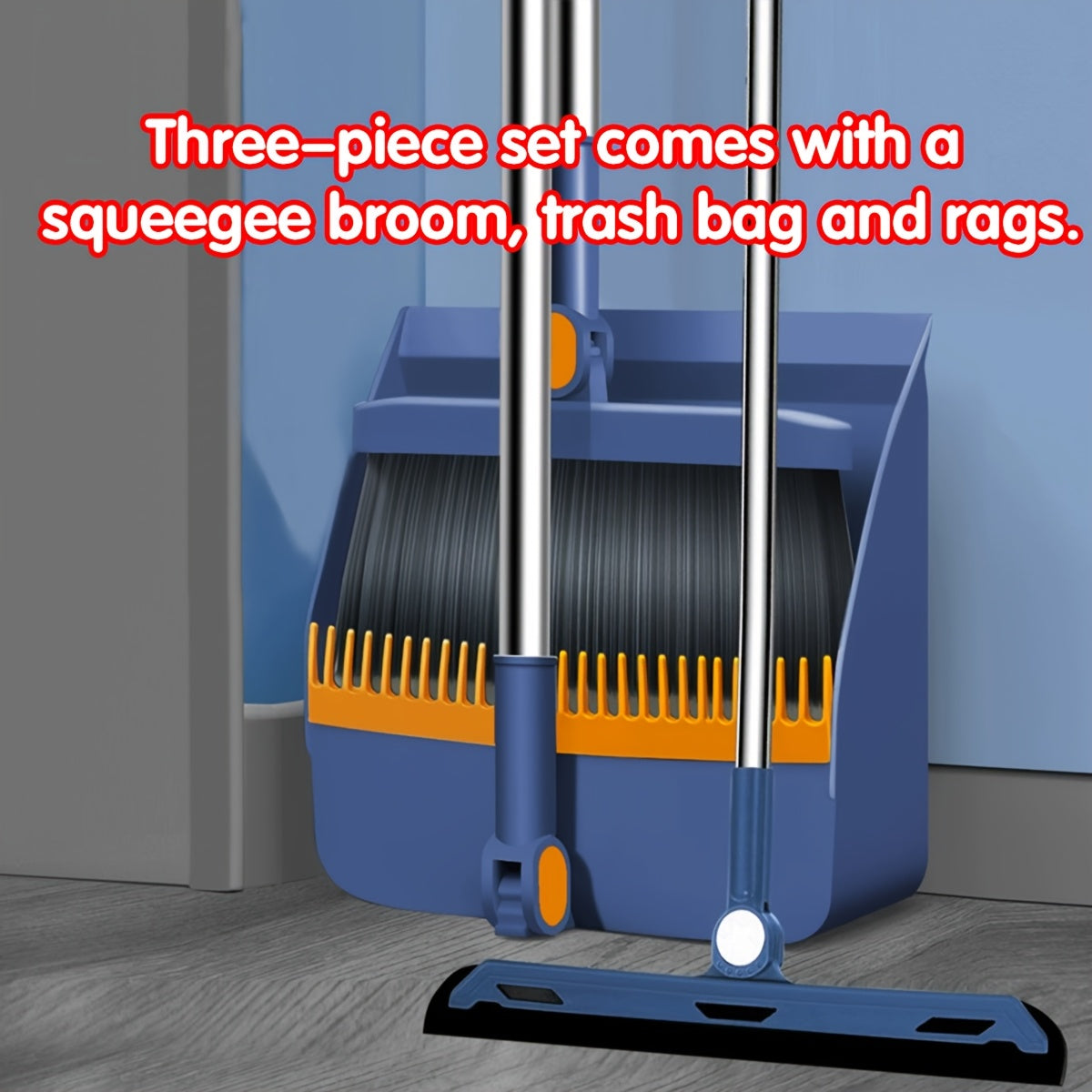 Broom with Dustpan Combo Set, 3in 1 for Sweeping Indoor And Push Broom Outdoor with Dust Pan, 14.2 to 48.8 Inch Adjustable Long Handle Broom And Dustpan Set,, Marine Cleaning Tools: Broom And Dustpan