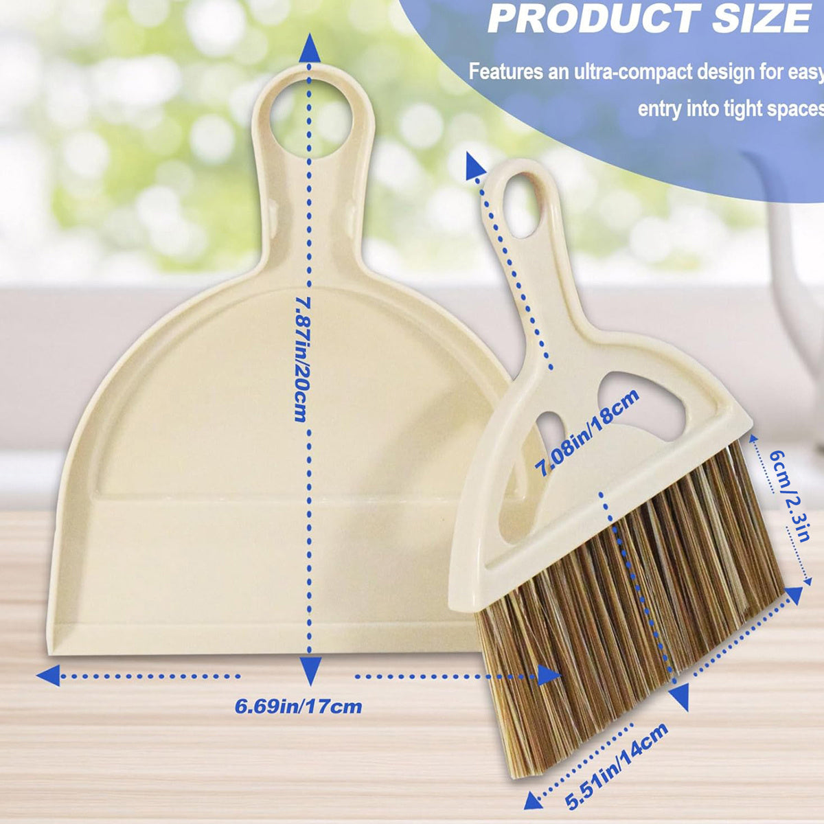 1pc Compact & Lightweight Plastic Broom and Dust Pan Set with Ergonomic Handle & Non-Toxic Bristles - Mini Sweeper for Hard Floors, Kids, Pets, Home, Car, Camping - Easy Storage Dust Pan and Brush Combo for Small Spaces, Ideal for Bedroom, Living Room,