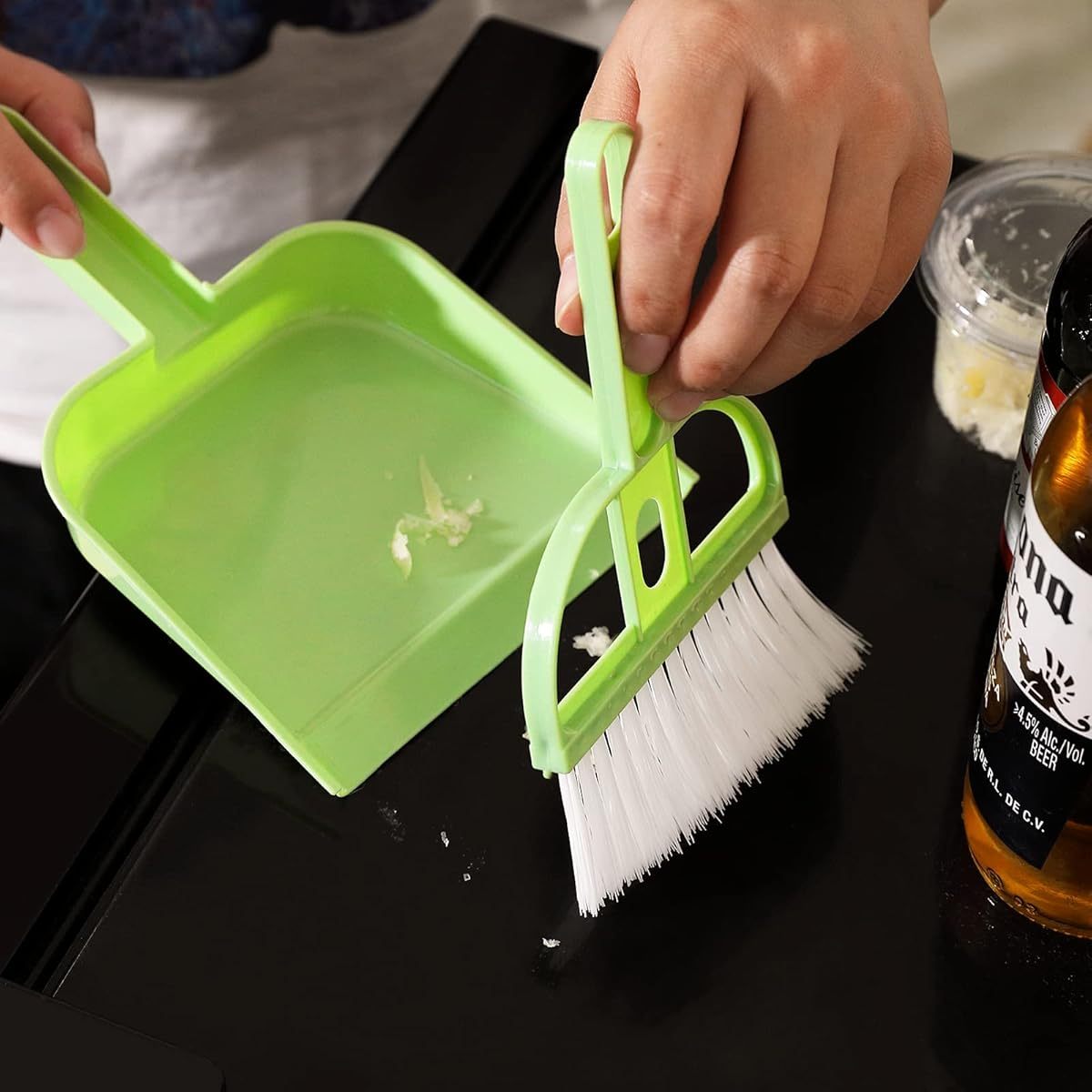 3 Pack Mini Hand Broom and Dustpan Set with Brush - Compact Cleaning Kit with Soft Bristles & Ergonomic Handle, Pastel Colors (Pink, Green, Blue) for Desk, Car, Pet Hair, Crumbs, Spills - Portable Dustpan with Brush for Home, Office, Travel - Ideal for