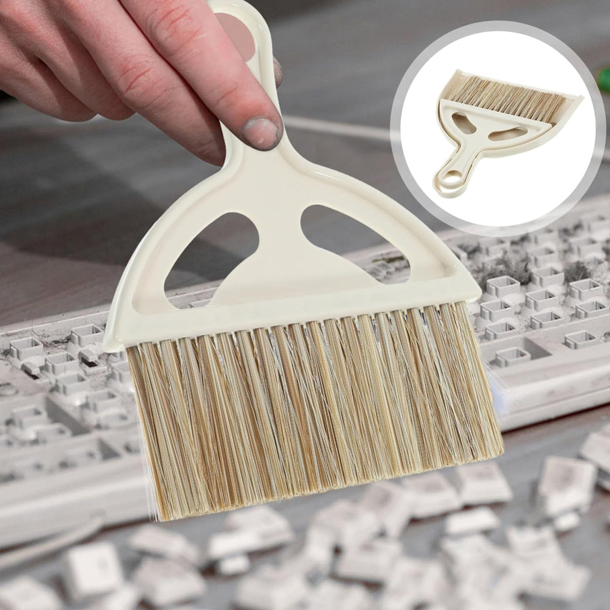 1pc Compact & Lightweight Plastic Broom and Dust Pan Set with Ergonomic Handle & Non-Toxic Bristles - Mini Sweeper for Hard Floors, Kids, Pets, Home, Car, Camping - Easy Storage Dust Pan and Brush Combo for Small Spaces, Ideal for Bedroom, Living Room,